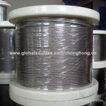 Stainless Steel Wire Rope with 1,570 or 1,770N/m<sup>2</sup> Tensile Strength and Well Preformed